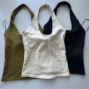 Zara Women's Halter Tops - Black, Light Yellow, Olive